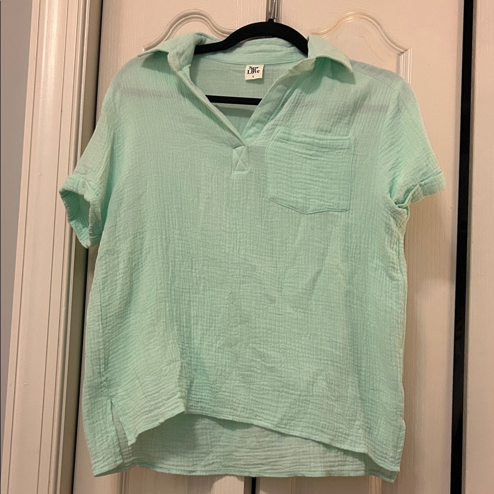 Mint Green Casual Blouse